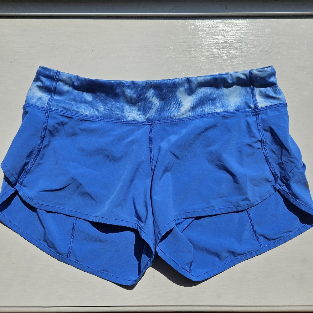 Lululemon Speed Shorts Women's Pipe Dream Blue Tidal Trip - Size 6